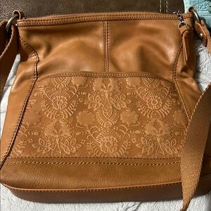 The Sak Tan Shoulder Bag with Floral Embossing